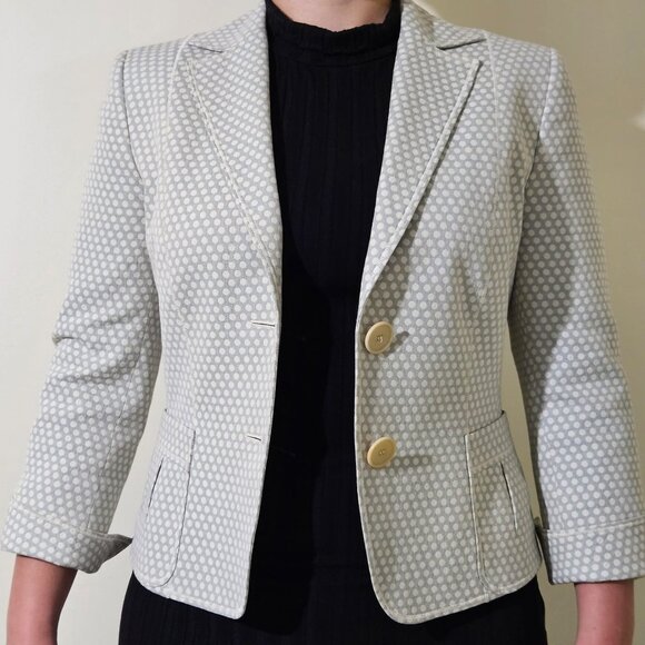 Akris Punto Tailored Blazer - US 6, Cotton, Polka-Dot - Picture 2 of 6